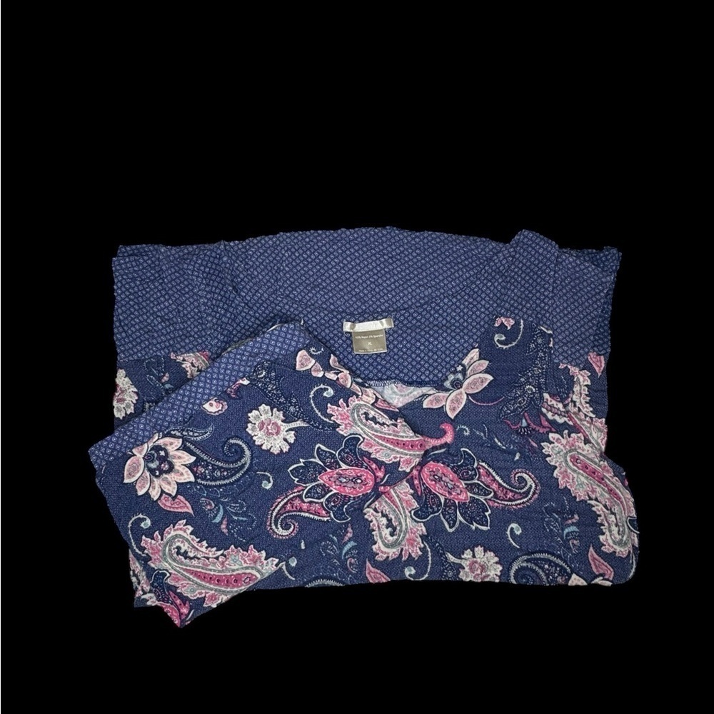INK+IVY Blue Floral Paisley Pajama Short Set XL p4